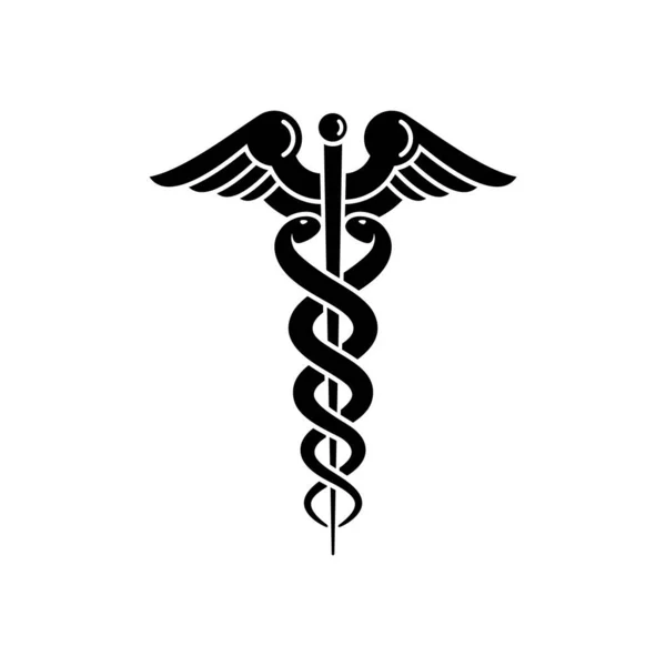 Персонал Эскулапиевой Скорой Помощи Caduceus Символ Векторной Змеи Посох Медицины — стоковый вектор