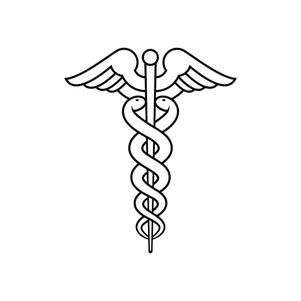 Esculapius救急車のスタッフカドゥケウスのシンボルベクトルヘビヘルメスの医療サインのスタッフ — ストックベクタ