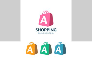 Letter A Shop Logo vector of Online Shopping bag icon store cart symbol business clipart