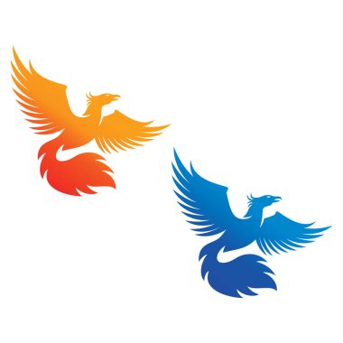 Concept bird vector of Phoenix Blue fire logo templates designs animal eagle mythology symbol. 