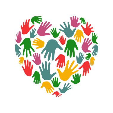 Heart clipart vector of Love helping hand Coloured Help symbol, isolated on white background.