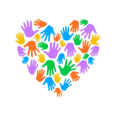 Heart clipart vector of Love helping hand Coloured Help symbol, isolated on white background.