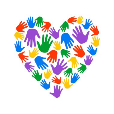 Heart clipart vector of Love helping hand Coloured Help symbol, isolated on white background.