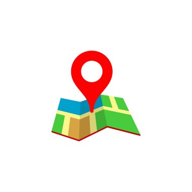 Map with a Red Pin Icon of illustrator vector a Pin Maps with a pin Location Clipart address company isolated on white, transparent background.