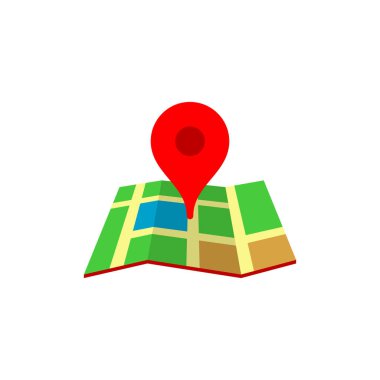 Map with a Red Pin Icon of illustrator vector a Pin Maps with a pin Location Clipart address company isolated on white, transparent background.