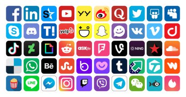 Popular Social Media icon vector of square socials networking colored symbol set