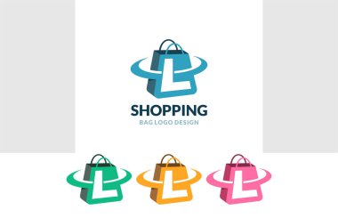 Shopping bag Logo vector of Letter L Online Shop icon store cart symbol business clipart