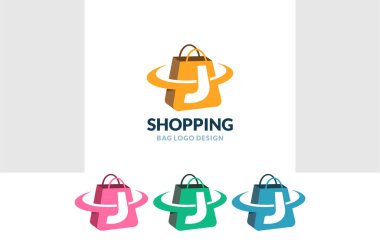 Shopping bag Logo vector of Letter J Online Shop icon store cart symbol business clipart