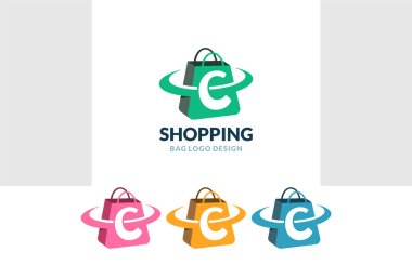 Shopping bag Logo vector of Letter C Online Shop icon store cart symbol business clipart