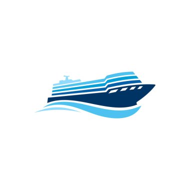 vector of Cruise Ship Logo wave symbol, ocean travel marine transport clipart