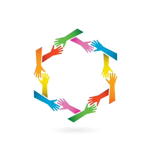 People Teamwork Helping Hand Vector Charity Care Hands Clipart Society — Vetor de Stock