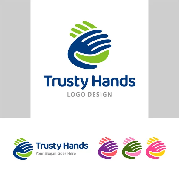 Charity Society Logo Vector Lend Hand People Helping Hands Symbol — Vettoriale Stock
