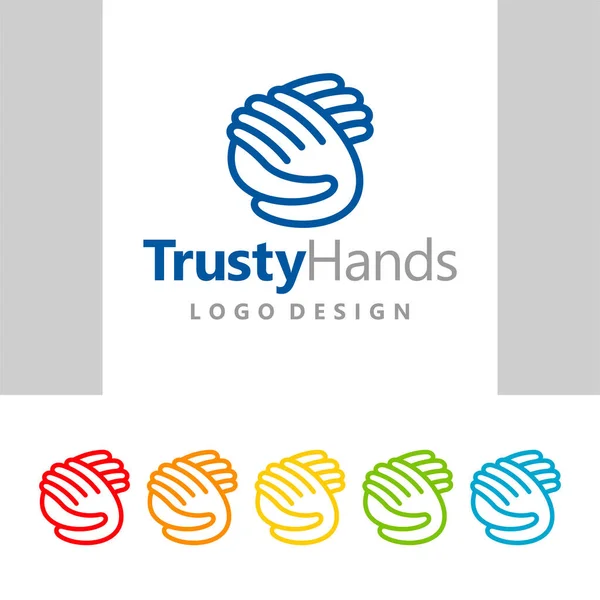 Charity Society Logo Vector Lend Hand People Helping Hands Symbol — Vettoriale Stock