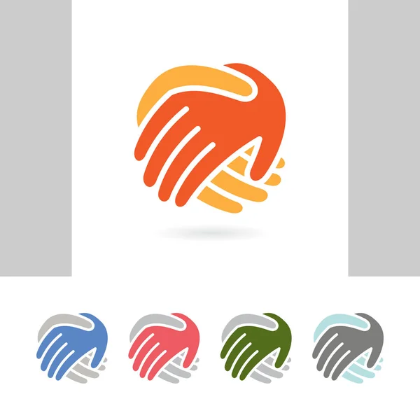 人们帮助社会的掌上明珠标识借出了一个慈善之手的符号 — 图库矢量图片