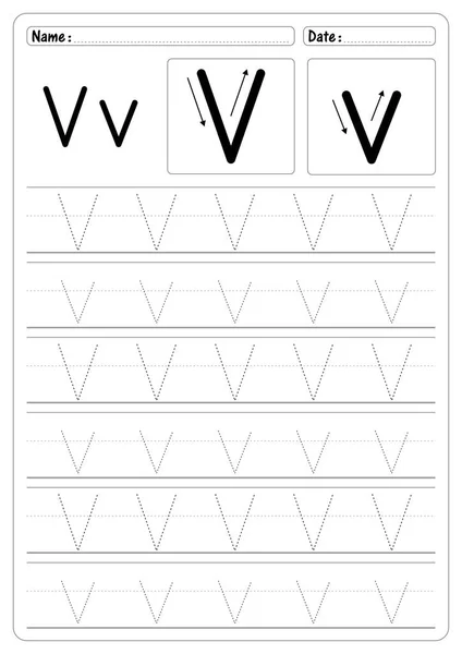 Activité Éducation Traçage Lettre Feuille Calcul Vecteur Alphabet Trace Manuscrit — Image vectorielle