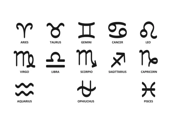 Zodiac Sign Set Vector Zodiacal Symbol Horoscope Icon Astrology Logo — Stock Vector