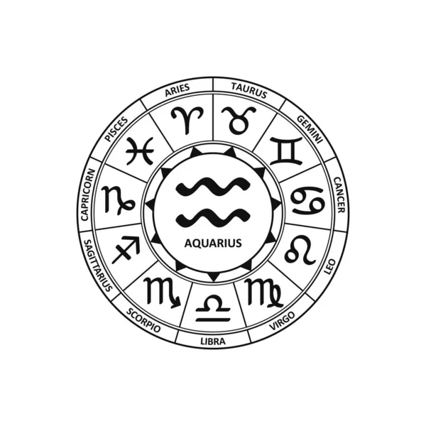 Zodiac Aquarius Sign Vector Zodiacal Symbol Horoscope Icon Astrology Logo — Stock Vector