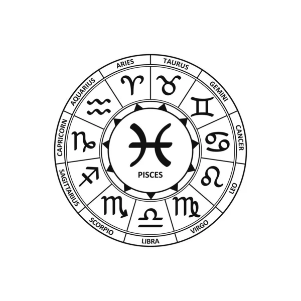 Signo Peixes Zodíaco Vetor Símbolo Zodíaco Ícone Horóscopo Astrologia Constelação — Vetor de Stock