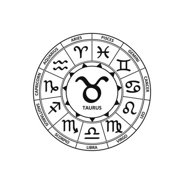 Signo Zodíaco Touro Vetor Símbolo Zodíaco Ícone Horóscopo Astrologia Constelação — Vetor de Stock