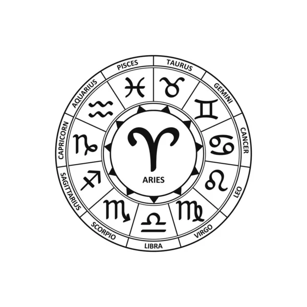 Zodiaco Ariete Segno Vettore Del Simbolo Zodiacale Icona Dell Oroscopo — Vettoriale Stock