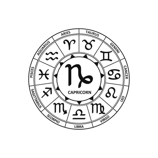 Signo Zodíaco Capricórnio Vetor Símbolo Zodíaco Ícone Horóscopo Astrologia Constelação — Vetor de Stock