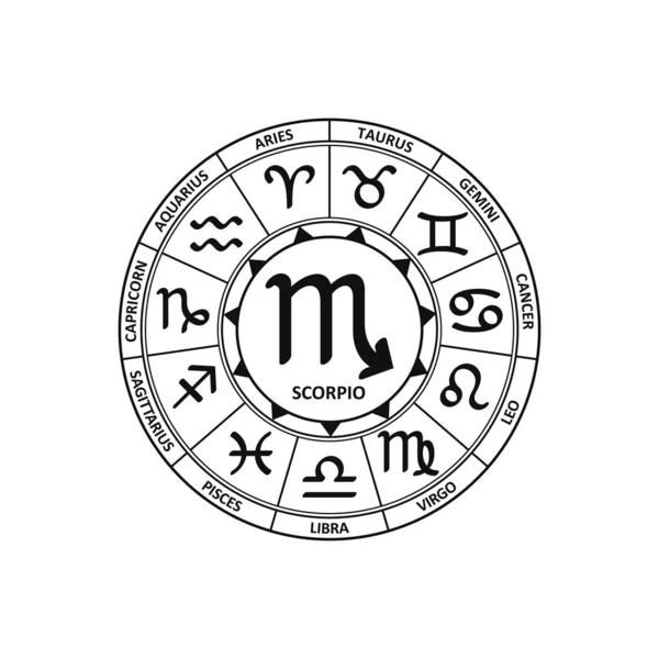Signo Zodíaco Escorpião Vetor Símbolo Zodíaco Ícone Horóscopo Astrologia Constelação — Vetor de Stock