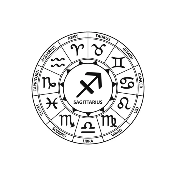 Signo Zodíaco Sagitário Vetor Símbolo Zodíaco Ícone Horóscopo Astrologia Constelação — Vetor de Stock