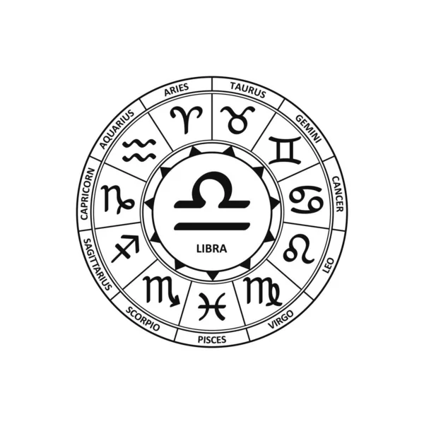 Signo Zodíaco Libra Vetor Símbolo Zodíaco Ícone Horóscopo Astrologia Constelação — Vetor de Stock