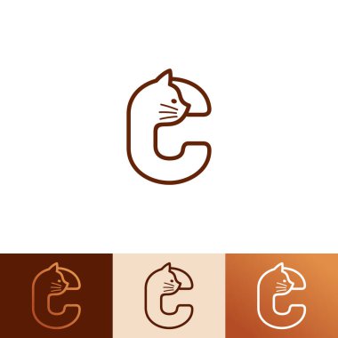 Kedi Logosu Kediciğin Baş harfleri C Kediler Veterinerlik Mağazası ikonu Veteriner Clipart Vektörü