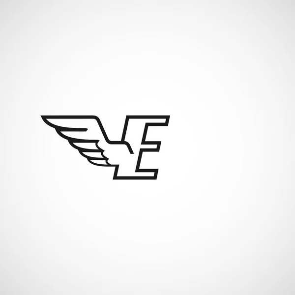 翼のロゴベクトルの手紙E会社のアイデンティティ初期イーグルアイコン鳥のシンボル — ストックベクタ