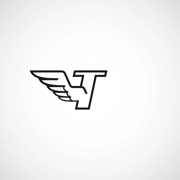 翼のロゴベクトルの手紙T会社のアイデンティティ初期イーグルアイコン鳥のシンボル — ストックベクタ