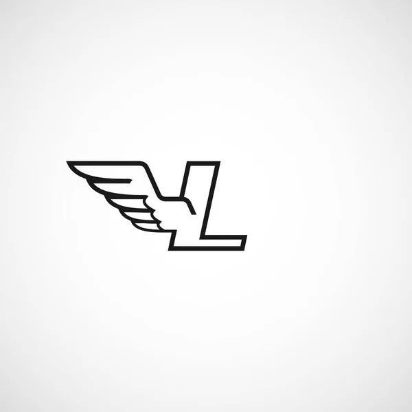 字母L公司标识的Wing Logo矢量初鹰图标鸟符号 — 图库矢量图片