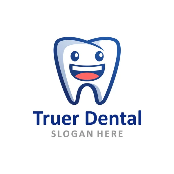 Logo Dentista Icona Clinica Dentale Persone Sane Simbolo Dente Sorriso — Vettoriale Stock