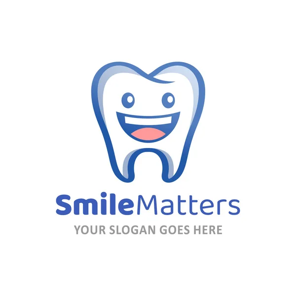 Logo Dentista Icona Clinica Dentale Persone Sane Simbolo Dente Sorriso — Vettoriale Stock