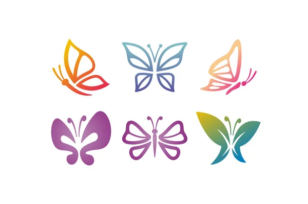 Stock vector Butterfly Logo vector of wing icon luxury abstract symbol elegant business minimalist brand clipart collection set