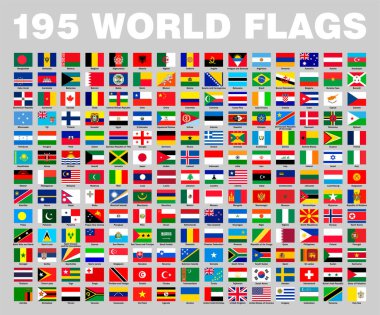 National Flag of Different 195 Ülke vektörü, Collection, dünya bayraklarının SVG 'sini belirledi.
