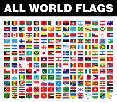 National Flag of Different 195 Ülke vektörü, Collection, dünya bayraklarının SVG 'sini belirledi.