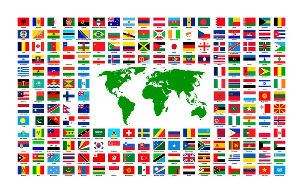 Государства Члены Оон Флаг Различных 193 Стран Вектор Коллекция Набор — стоковый вектор