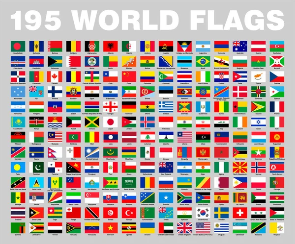 Національний Прапор Різних 195 Країн Вектор Колекція Встановила Svg Суверенних — стоковий вектор