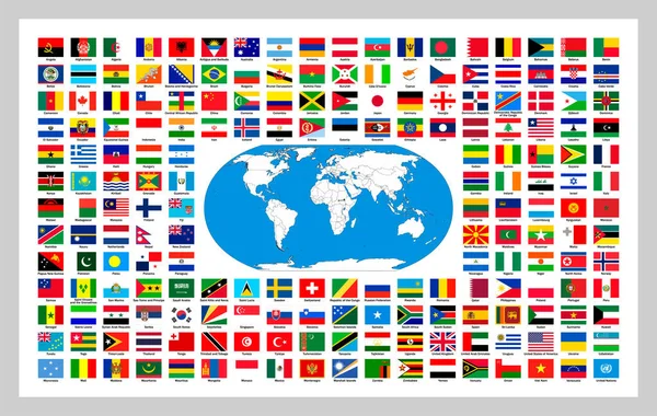 Государства Члены Оон Флаг Различных 193 Стран Вектор Коллекция Набор — стоковый вектор