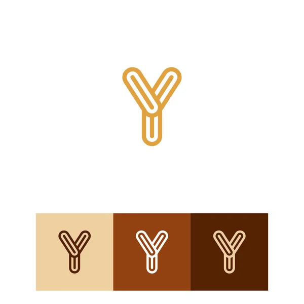 エレガントなロゴ文字のYのモノグラムのシンボルラインアートイラストレーター最小タイポグラフィのアイコンベクトルクリップ — ストックベクタ