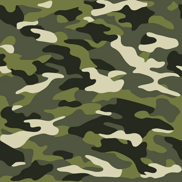 卡其布军的军用伪装重复图案无缝图案矢量捕猎制服面料 — 图库矢量图片