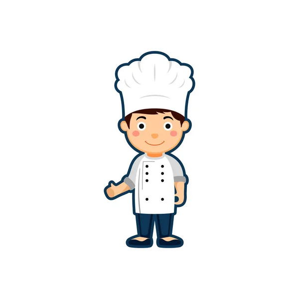 Lindo Chef Logo Historieta Del Cocinero Con Icono Del Sombrero — Archivo Imágenes Vectoriales