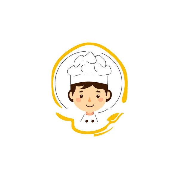 Chef Logo Des Kochens Maskottchen Mit Hut Symbol Lebensmittel Business — Stockvektor