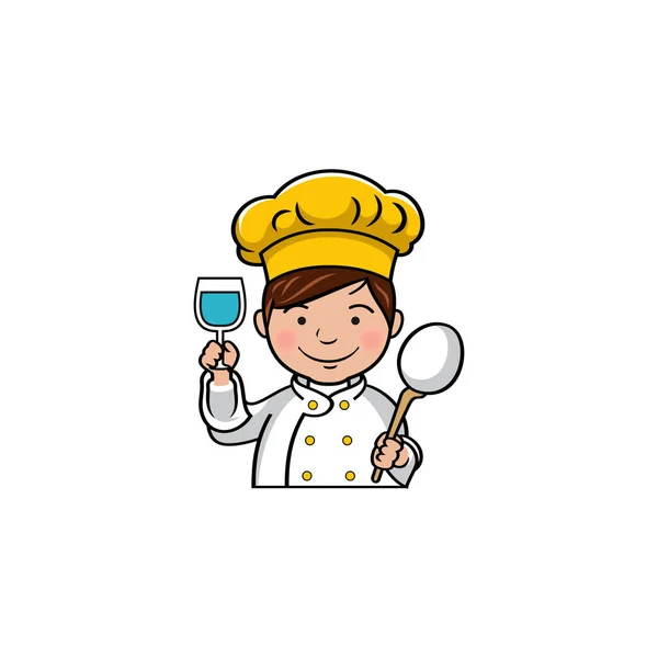 Cocinar Chef Logotipo Linda Mascota Con Símbolo Del Sombrero Deliciosa — Archivo Imágenes Vectoriales
