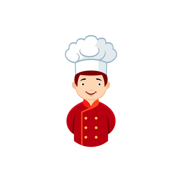 かわいい幸せなシェフ帽子のシンボル食品ビジネスアイコンと料理マスコットのロゴおいしい漫画のクリップ — ストックベクタ