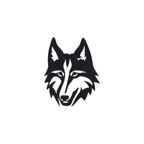 狼脸标识的动物头像轮廓图标 狼夹艺术猎食者野生动物符号 白色背景隔离 — 图库矢量图片