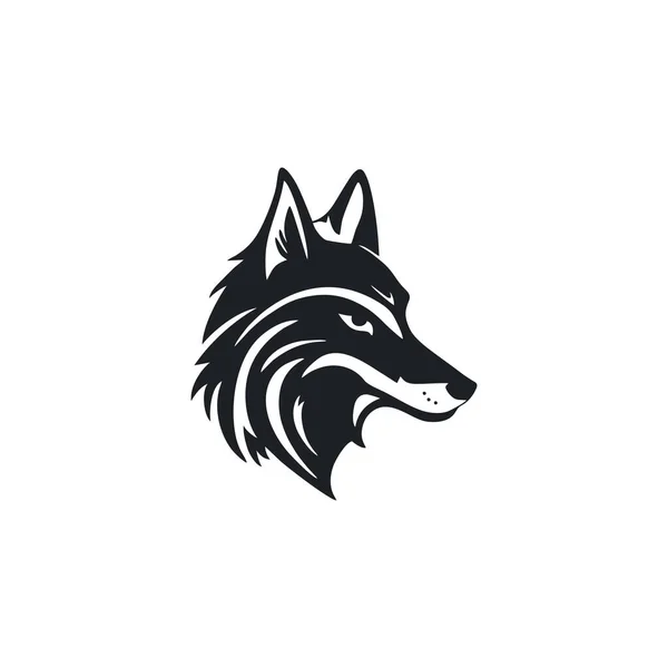 狼的头标识的动物面部轮廓图标 土狼猎食者猎食者野生动物符号 因白色背景而隔离 — 图库矢量图片