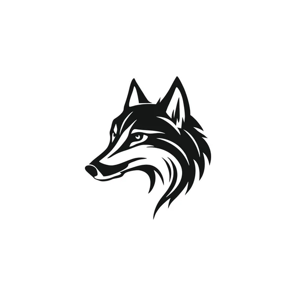 狼的头标识的动物面部轮廓图标 土狼猎食者猎食者野生动物符号 因白色背景而隔离 — 图库矢量图片