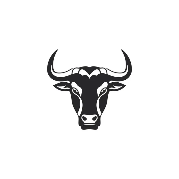 Bule Cabeça Logotipo Silhueta Vaca Face Clip Arte Vetor Touros — Vetor de Stock